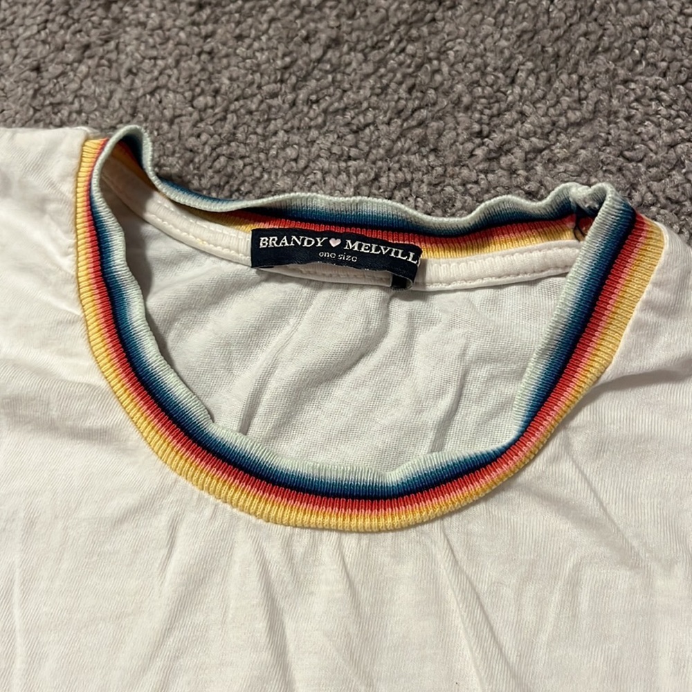 Brandy Melville rainbow collar T-shirt - Picture 2 of 4